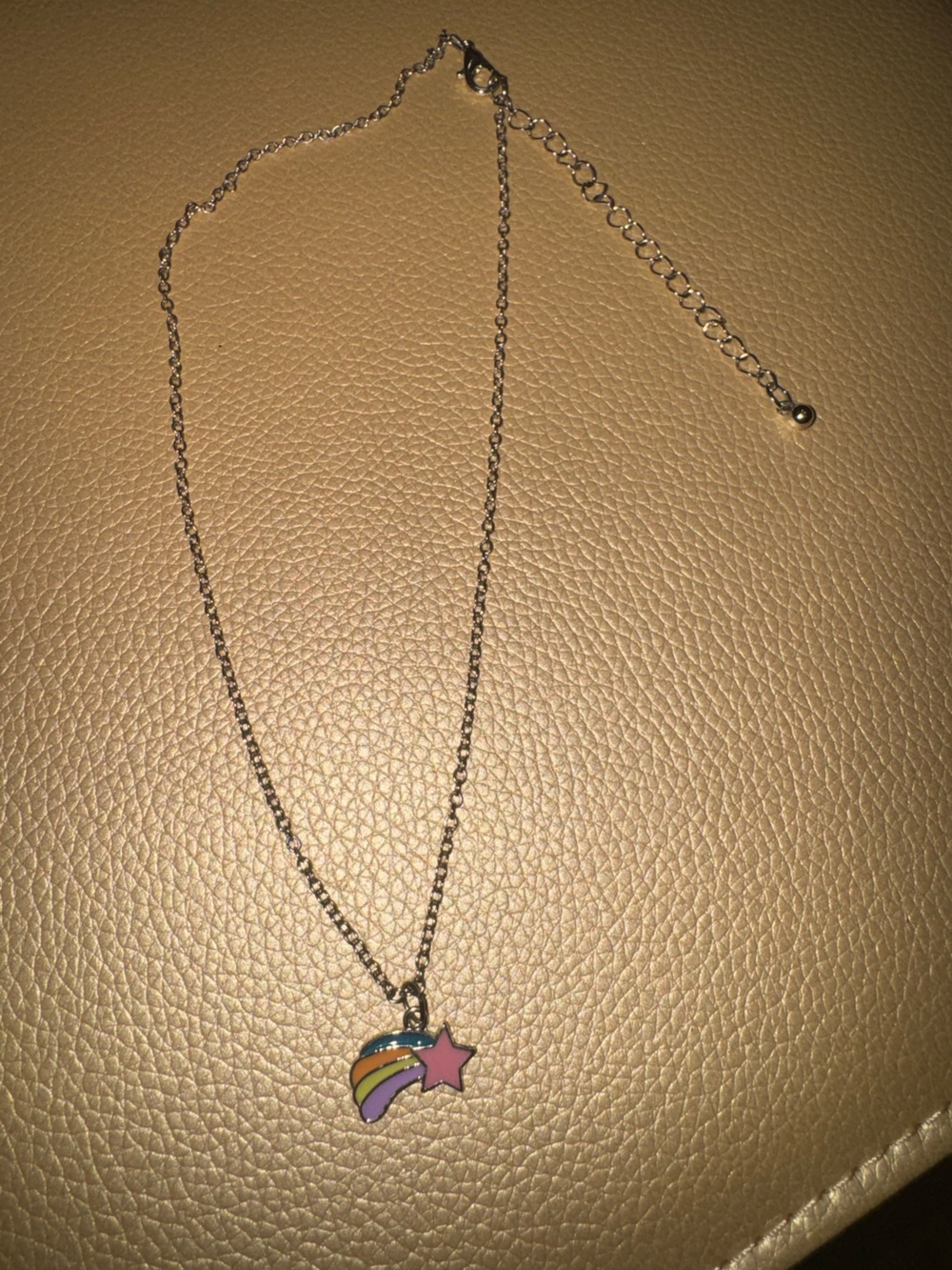 Kids Pink Shooting Star Necklace - Cute Rainbow Pendant